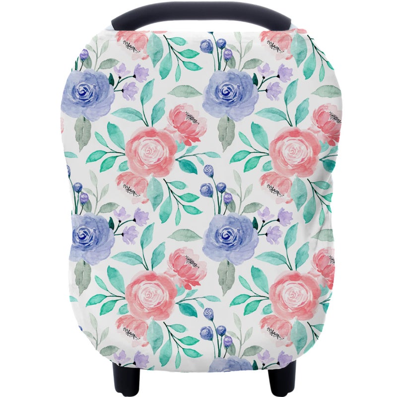 Hicoco Carseat Cover for Boys and Girls - Multi-use Nursing Canopy for Breastfeeding  Stroller  High Chair Cover (Rose) - Image 1